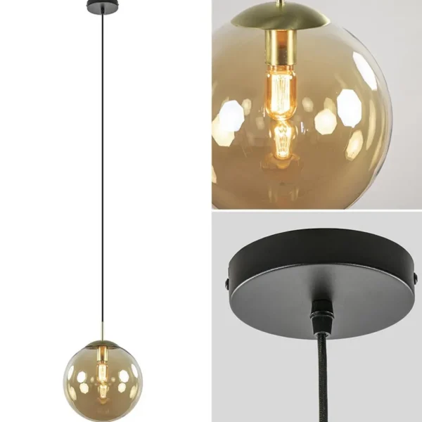 amber_glazen_hanglamp__cm_1.webp Online Straluma Amber glazen hanglamp 30 cm met messing en zwart