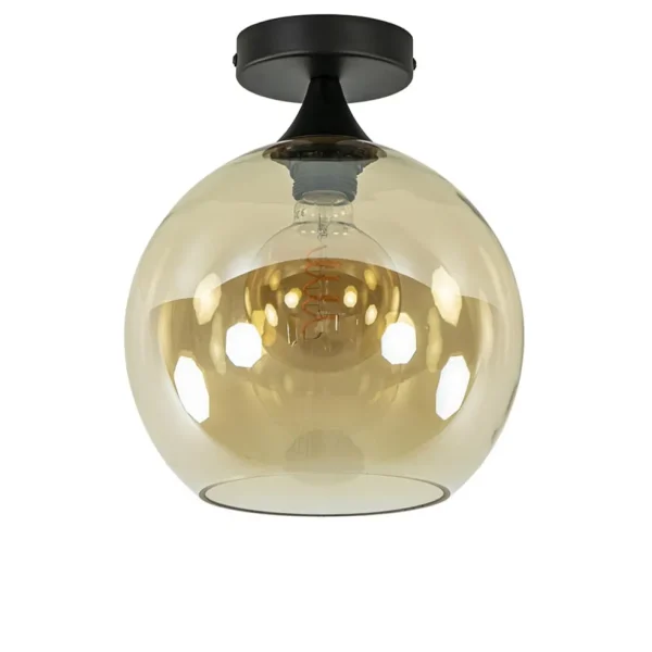Clearance Straluma Amber glazen plafondlamp 25 cm met zwart
