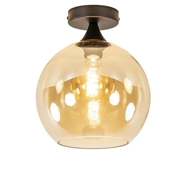 Clearance Straluma Amber glazen plafondlamp 25 cm met zwart