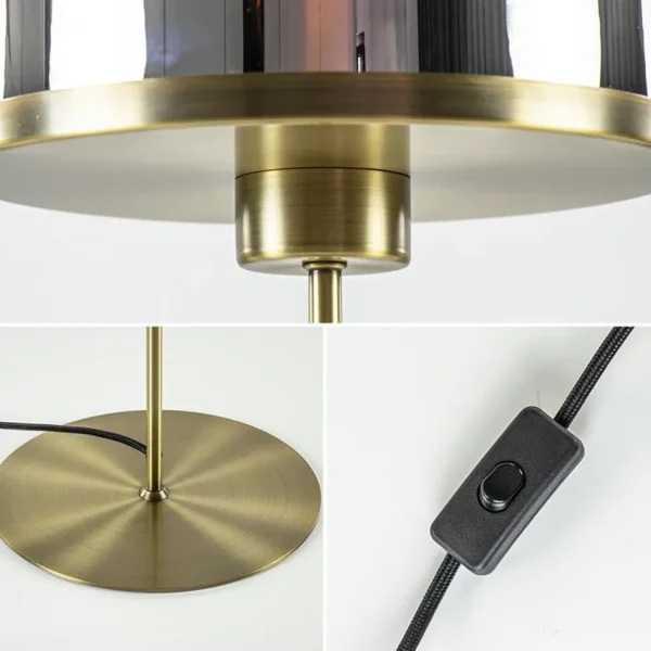 Online Straluma Antiek bronzen tafellamp Maverick met smoke glas groot