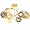 art_deco_plafondlamp_goud_1.webp Fashion Straluma Art Deco plafondlamp goud met smoke en amber glas