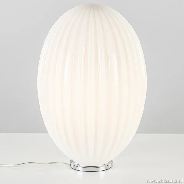 New Straluma Art Deco tafellamp chroom met opaal glazen kap