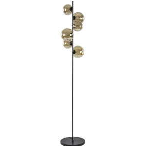 art_deco_vloerlamp_zwart__0.webp Best Straluma Art Deco vloerlamp zwart met amber glazen bollen