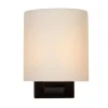 Hot Straluma Badkamerwandlamp zwart met opaal glazen kap
