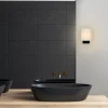 Hot Straluma Badkamerwandlamp zwart met opaal glazen kap