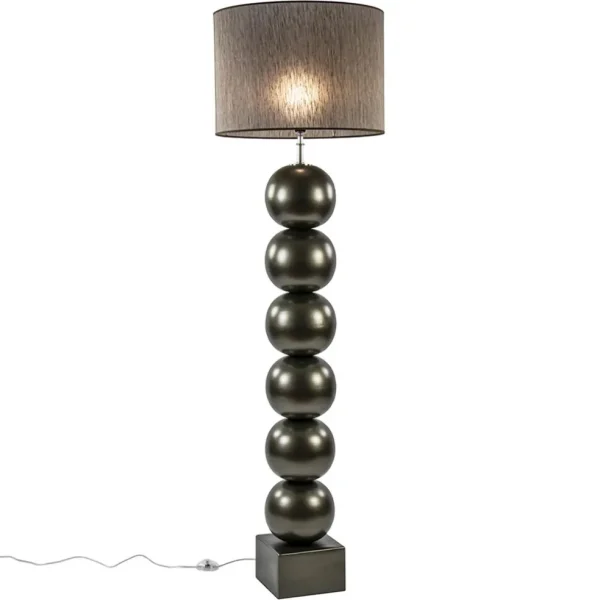 bronsbruine_vloerlamp_inc_1.webp Best Sale Straluma Brons/bruine vloerlamp inclusief ronde kap 50 cm