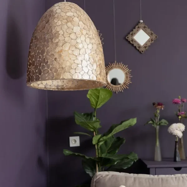 Shop Straluma Bruin gouden hanglamp met capiz schelpen