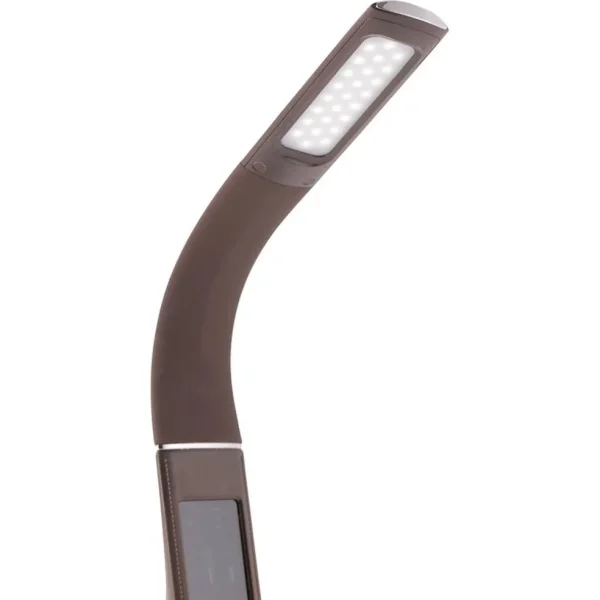 bruine_bureaulamp_led_met_3.webp Fashion Straluma Bruine bureaulamp LED met klok en alarmfunctie