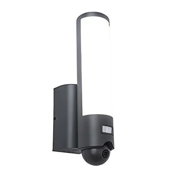 Online Straluma Buitenlamp cilinder donker grijs inclusief LED en camera