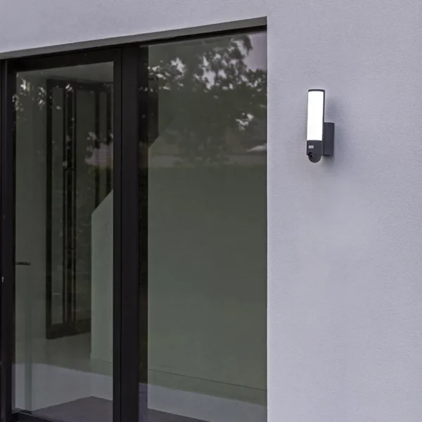 Online Straluma Buitenlamp cilinder donker grijs inclusief LED en camera