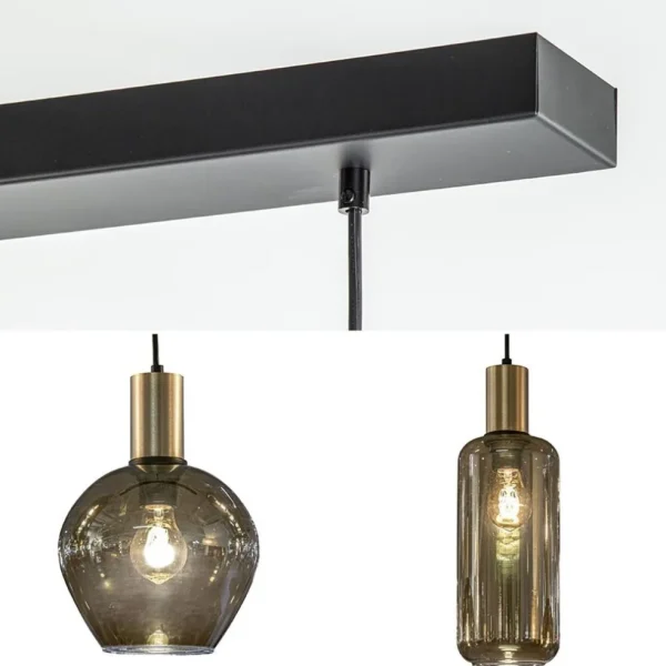 chique_lichts_hanglamp_sm_3.webp Discount Straluma Chique 5-lichts hanglamp smoke glas met brons