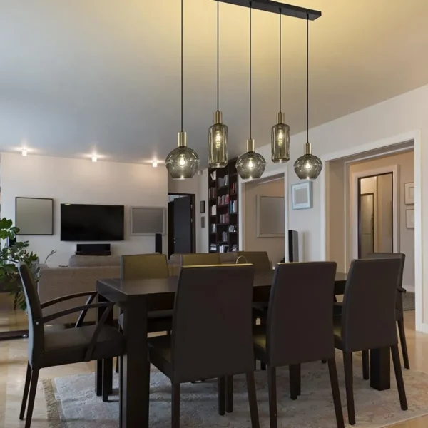 chique_lichts_hanglamp_sm_4.webp Discount Straluma Chique 5-lichts hanglamp smoke glas met brons
