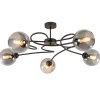 Sale Straluma Chique 5-lichts plafondlamp zwart met smoke glazen bollen