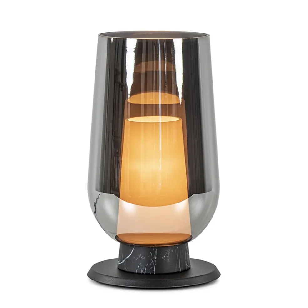 chique_tafellamp_zwart_ma_0.webp Flash Sale Straluma Chique tafellamp zwart marmer met smoke glazen kap