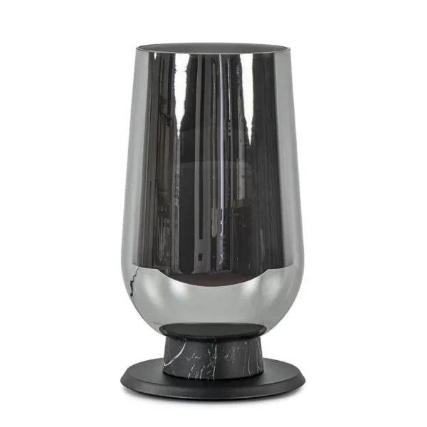 chique_tafellamp_zwart_ma_1.webp Flash Sale Straluma Chique tafellamp zwart marmer met smoke glazen kap