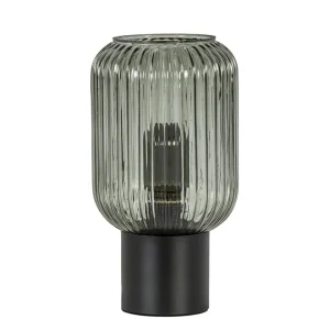 Online Straluma Chique tafellamp zwart met smal smoke glas