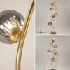 Clearance Straluma Chique vloerlamp goud met smoke en amber glazen bollen