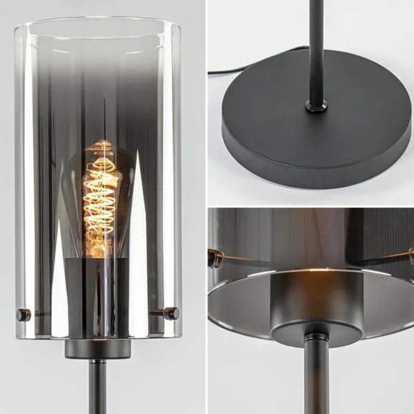 Store Straluma Chique vloerlamp mat zwart met smoke glas cilinder