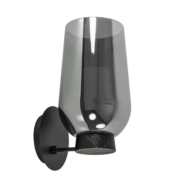 chique_wandlamp_zwart_mar_1.webp Fashion Straluma Chique wandlamp zwart marmer met smoke glas