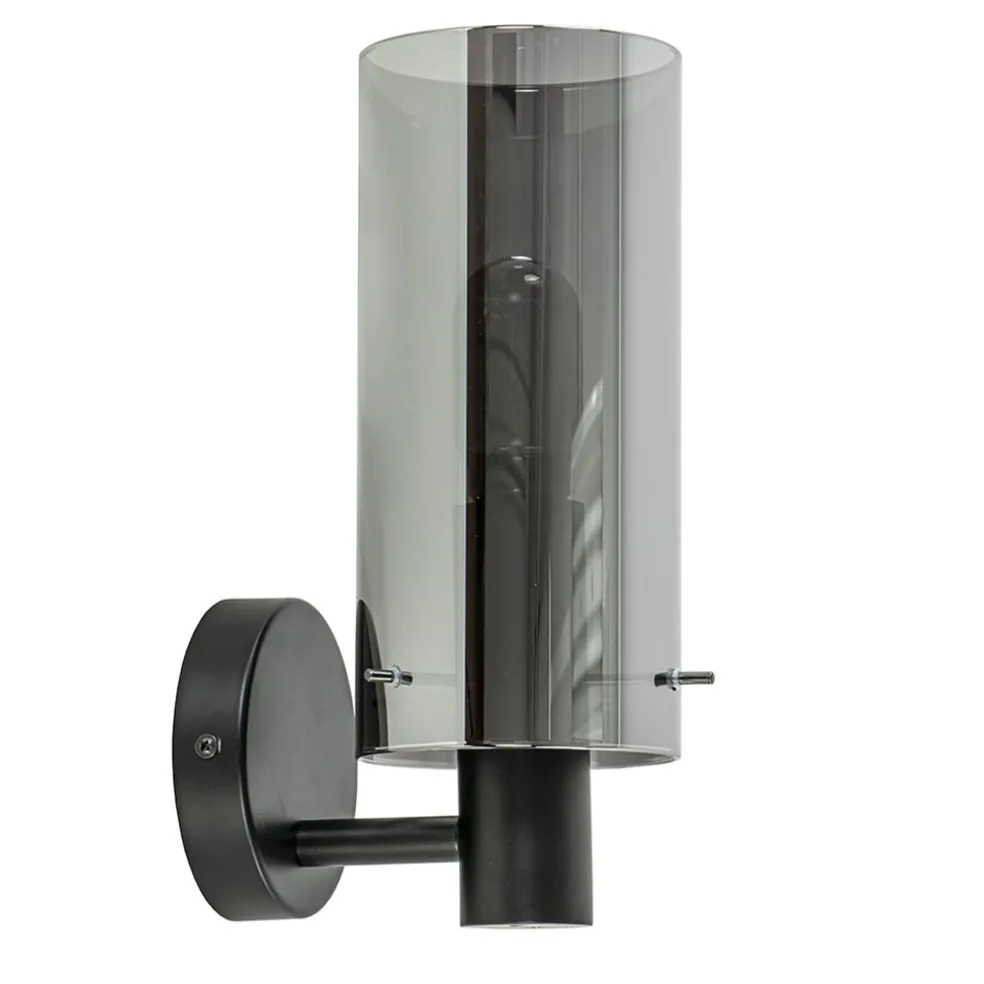 chique_wandlamp_zwart_met_0.webp New Straluma Chique wandlamp zwart met smoke glas cilinder