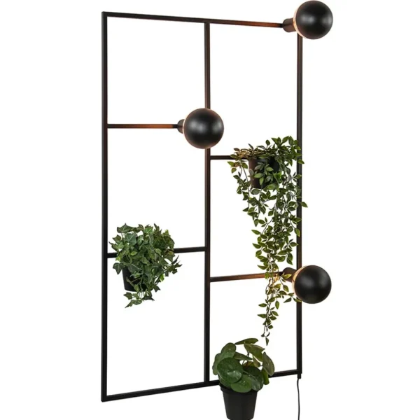 decoratieve_wandlamp_zwar_1.webp Store Straluma Decoratieve wandlamp zwart inclusief potten