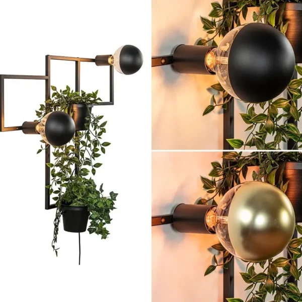 decoratieve_wandlamp_zwar_3-1.webp Sale Straluma Decoratieve wandlamp zwart met 2 plantenpotten