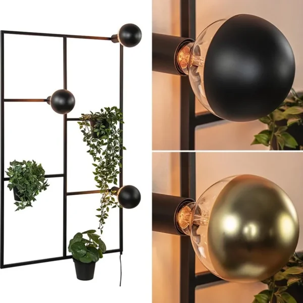 decoratieve_wandlamp_zwar_3.webp Store Straluma Decoratieve wandlamp zwart inclusief potten