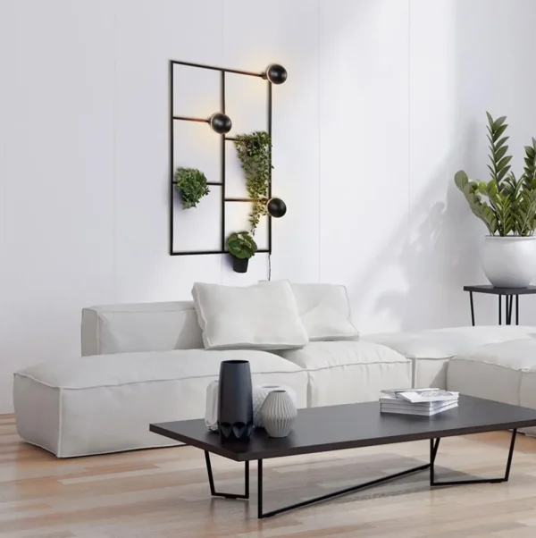 decoratieve_wandlamp_zwar_4.webp Store Straluma Decoratieve wandlamp zwart inclusief potten