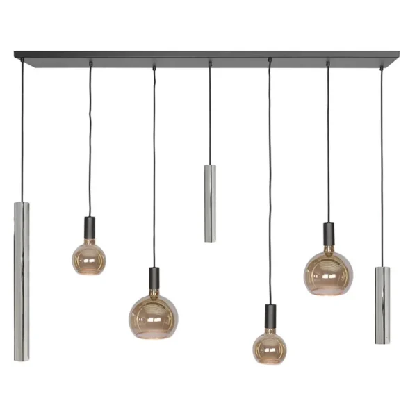 design_hanglamp_lichts_zw_0.webp Cheap Straluma Design hanglamp 7-lichts zwart met nikkel