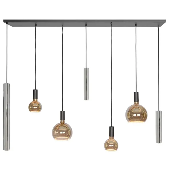 design_hanglamp_lichts_zw_1.webp Cheap Straluma Design hanglamp 7-lichts zwart met nikkel