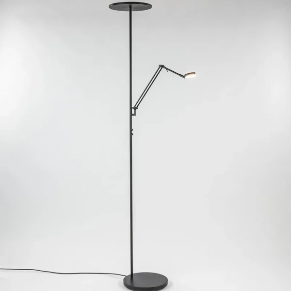 design_led_uplighter_met__1.webp New Straluma Design LED uplighter met leesarm zwart geborsteld staal