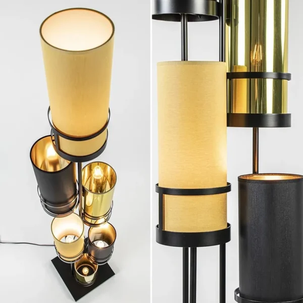 Online Straluma Design vloerlamp met cilinder kappen zwart/goud