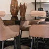 Clearance Straluma Eetkamertafel ronde glazen plaat zwart met mango houten voet