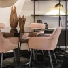 Clearance Straluma Eetkamertafel ronde glazen plaat zwart met mango houten voet