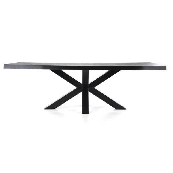 eiken_boomstam_tafel_met__1.webp Discount Straluma Eiken boomstam tafel met spinpoot zwart 240x100 cm