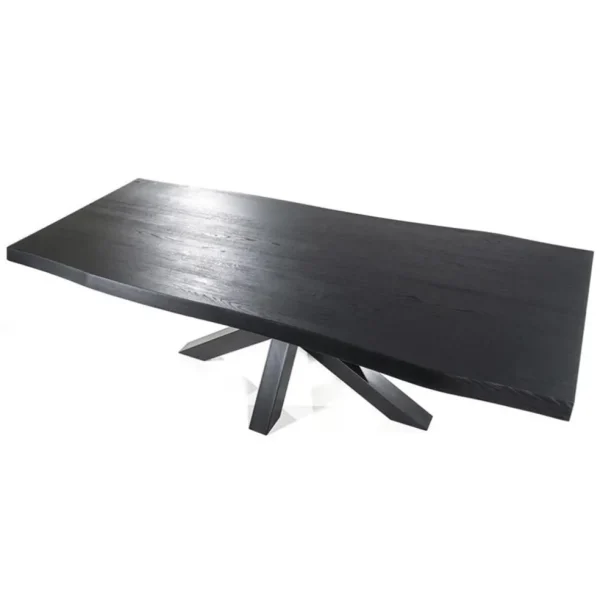 eiken_boomstam_tafel_met__2.webp Discount Straluma Eiken boomstam tafel met spinpoot zwart 240x100 cm
