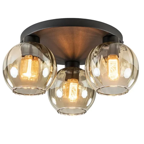 elegante_plafondlamp_lich_1.webp Store Straluma Elegante plafondlamp 3-lichts amber glas