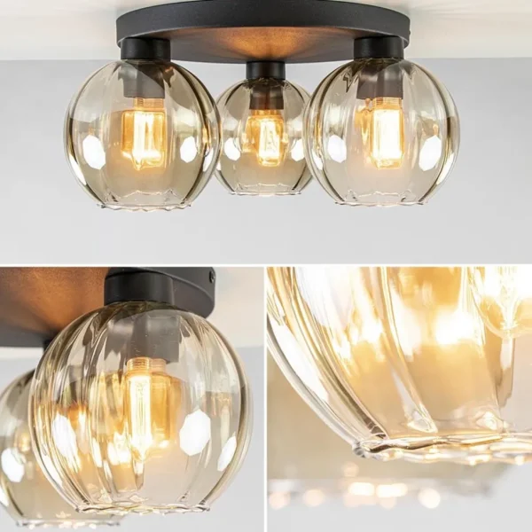 elegante_plafondlamp_lich_2.webp Store Straluma Elegante plafondlamp 3-lichts amber glas