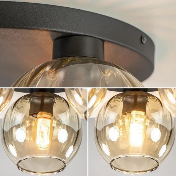 elegante_plafondlamp_lich_3.webp Store Straluma Elegante plafondlamp 3-lichts amber glas