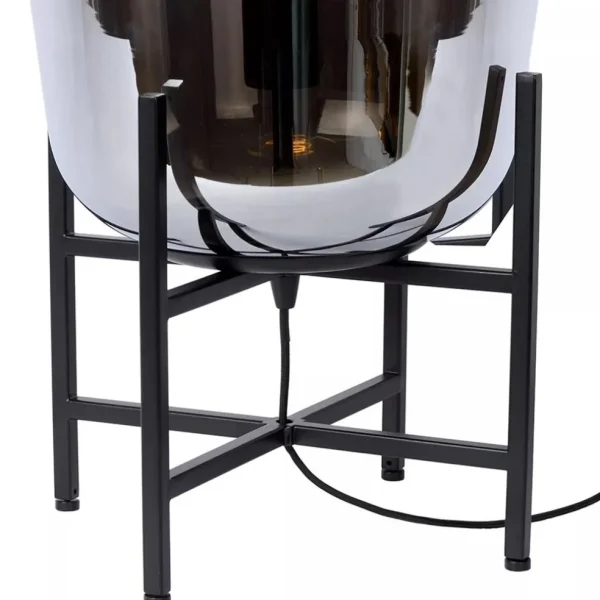 Outlet Straluma Elegante tafellamp zwart frame met smoke glazen kap