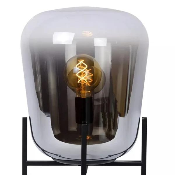 Outlet Straluma Elegante tafellamp zwart frame met smoke glazen kap
