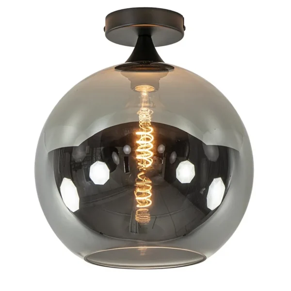 globe_plafondlamp_zwart_m_1.webp Sale Straluma Globe plafondlamp zwart met smoke/titanium glas 30 cm