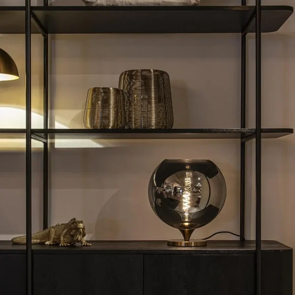 Online Straluma Globe tafellamp smoke/titanium met gouden voet