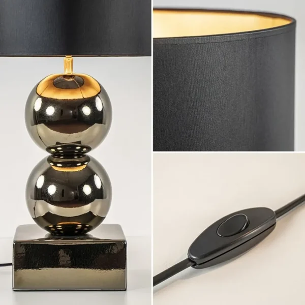 gouden_tafellamp_bollen_m_3.webp Online Straluma Gouden tafellamp bollen met zwart/gouden kap