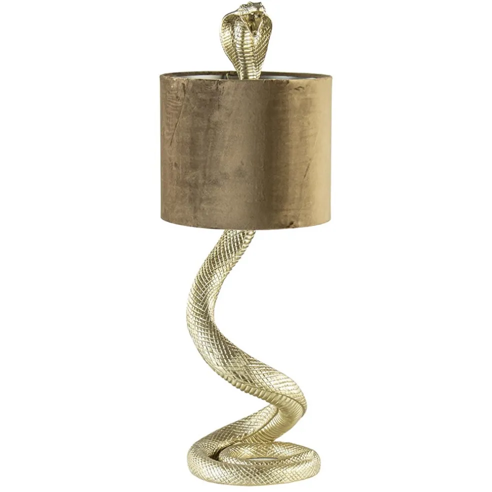 gouden_tafellamp_snake_me_0.webp Sale Straluma Gouden tafellamp Snake met velours kap