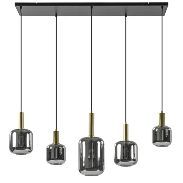 grote_hanglamp_lekar_lich_0.webp New Straluma Grote hanglamp Lekar 5-lichts antiek brons met smoke glas