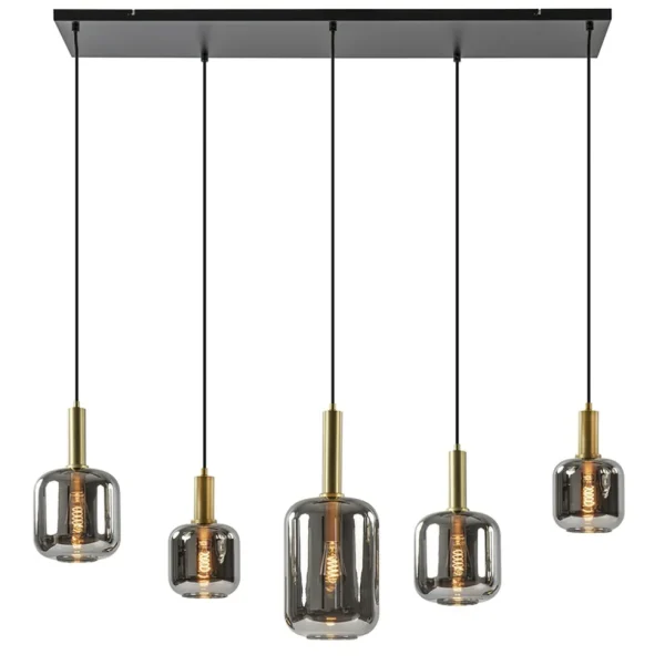 grote_hanglamp_lekar_lich_1.webp New Straluma Grote hanglamp Lekar 5-lichts antiek brons met smoke glas