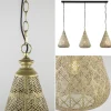 Sale Straluma Grote hanglamp 3-lichts mat goud met zwarte balk