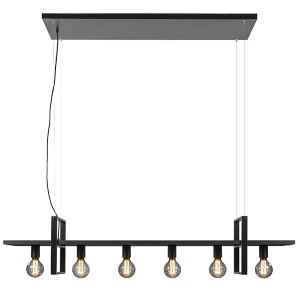 Cheap Straluma Grote hanglamp zwart frame met houten planken