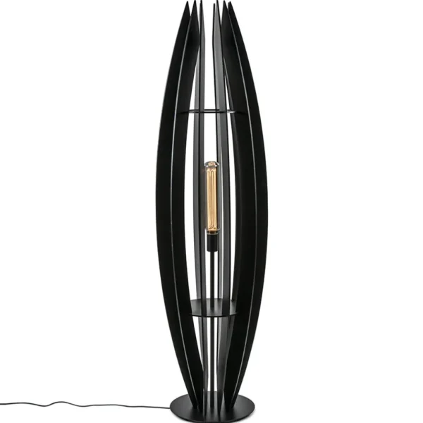Cheap Straluma Grote houten vloerlamp mat zwart